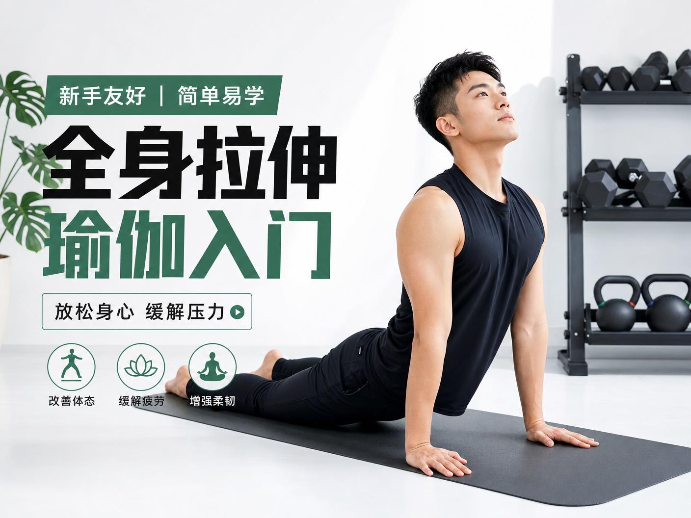 抖音风-【抖音风】全身拉伸瑜伽入门传媒教程，放松身心缓解压力